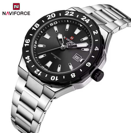 Naviforce Luxury Sports Quartz Watch Luminous Calendar Watches for Men Stainless Steel Waterproof Wristwatch